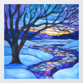 Winterlandschaft aus verkettetem Glas Fensteraufkleber (Blatt)