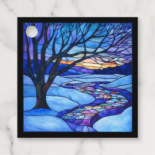 Winterlandschaft aus verkettetem Glas Geschenkanhänger (Vorderseite)