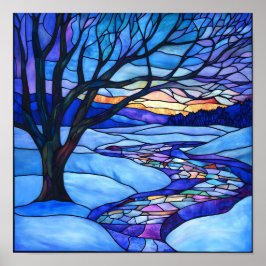 Winterlandschaft aus verkettetem Glas Poster