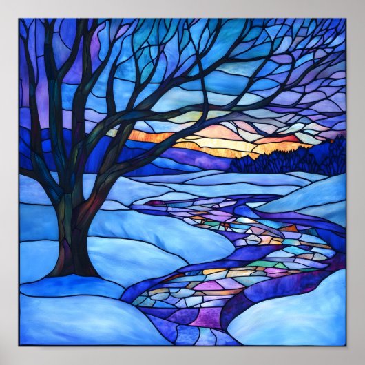 Winterlandschaft aus verkettetem Glas Poster (Vorne)