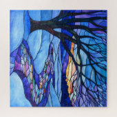 Winterlandschaft aus verkettetem Glas Puzzle (Horizontal)