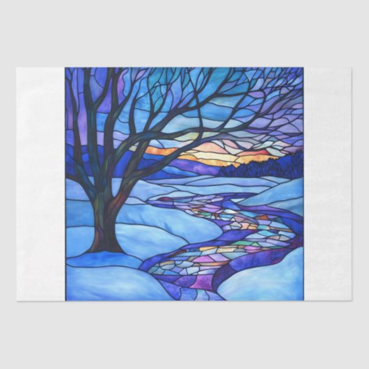 Winterlandschaft aus verkettetem Glas Seidenpapier (Vorderseite)