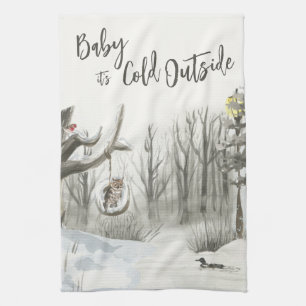 Winterlandschaft Baby, es ist kalt draußen Geschirrtuch