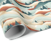 Winterlandschaft Bäume Berge Schnee Geschenkpapier (Rolleneckpunkt)