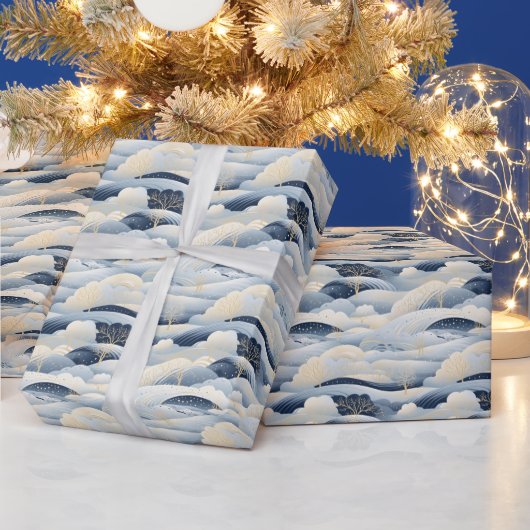 Winterlandschaft Bäume Berge Schnee Geschenkpapier (Feiertage)
