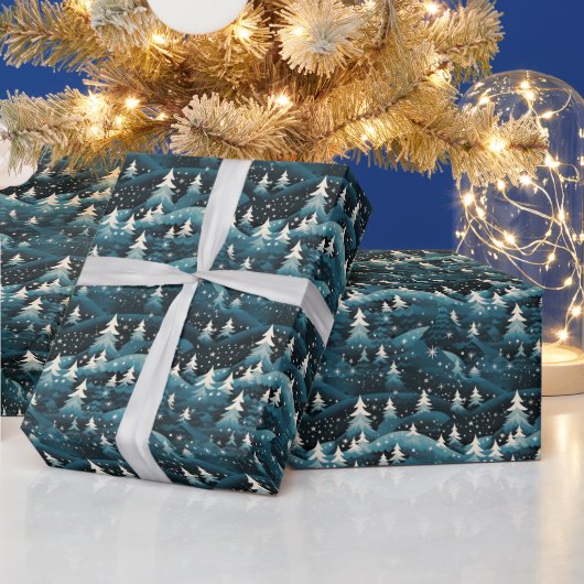 Winterlandschaft Bäume Berge Schnee Geschenkpapier (Feiertage)