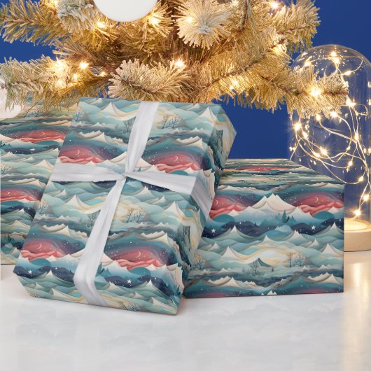 Winterlandschaft Bäume Berge Schnee Geschenkpapier (Feiertage)