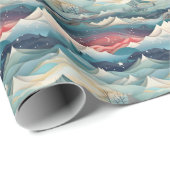 Winterlandschaft Bäume Berge Schnee Geschenkpapier (Rolleneckpunkt)