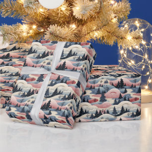 Winterlandschaft Bäume Berge Schnee Geschenkpapier
