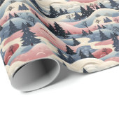 Winterlandschaft Bäume Berge Schnee Geschenkpapier (Rolleneckpunkt)