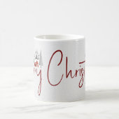 Winterlandschaft, Bäume Frohe Weihnachtstypografie Kaffeetasse (Mittel)