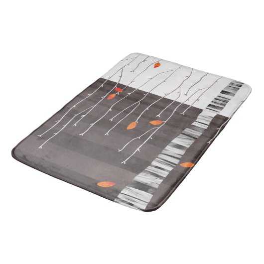 Winterlandschaft Bäume Malerei Badematte (Schrägansicht)