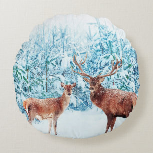 Winterlandschaft bei Snowy Dee Rundes Kissen