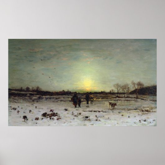 Winterlandschaft bei Sonnenuntergang Poster (Vorne)
