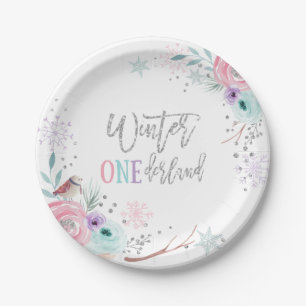 Winterlandschaft Birthday Snowflakes Blume Pappteller