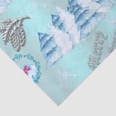 Winterlandschaft Blauer Weihnachten Seidenpapier (Detail)