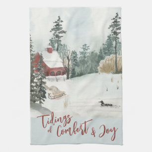 Winterlandschaft Botschaft des Trostes und der Fre Geschirrtuch