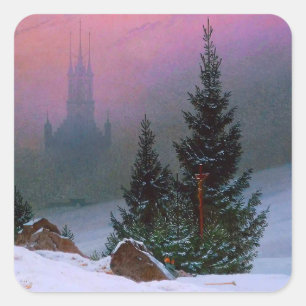 Winterlandschaft Caspar David Friedrich Quadratischer Aufkleber