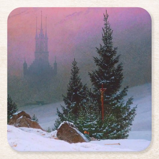 Winterlandschaft Caspar David Friedrich Rechteckiger Pappuntersetzer (Vorderseite)