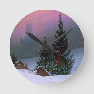 Winterlandschaft Caspar David Friedrich Runde Wanduhr