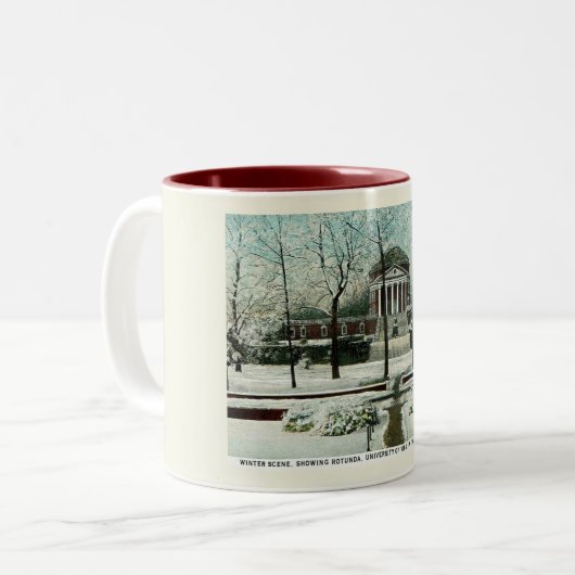 Winterlandschaft, Charlottesville VA, Vintager Sti Zweifarbige Tasse (Vorderseite Links)
