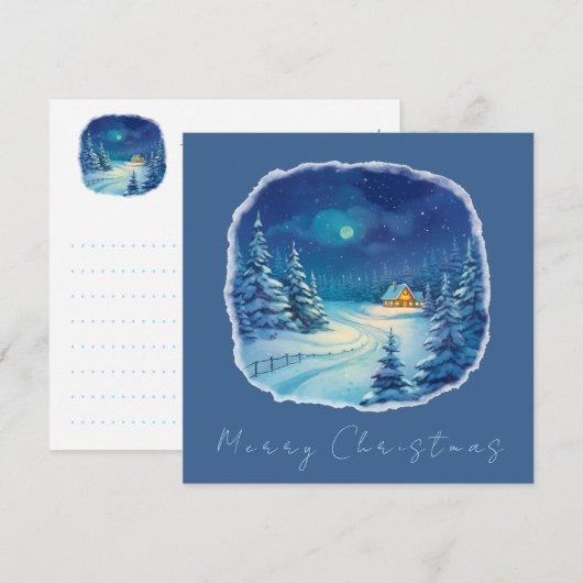 Winterlandschaft Dankeskarte (Vorne/Hinten)