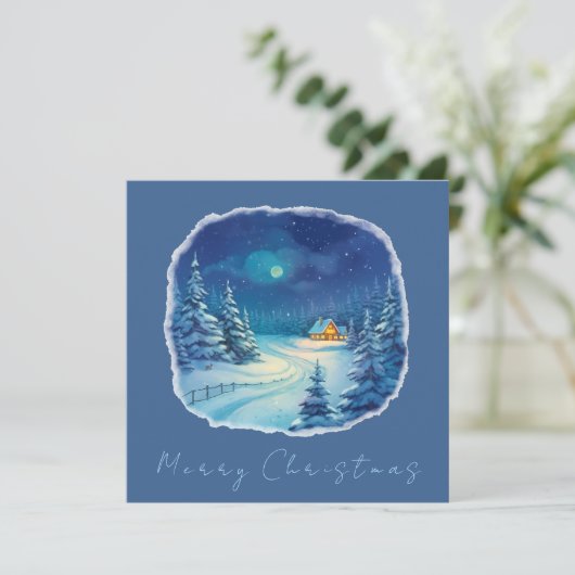 Winterlandschaft Dankeskarte (Stehend Vorderseite)