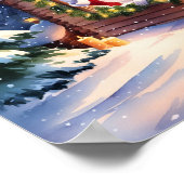 Winterlandschaft der heimeligen Hütte Poster (Ecke)