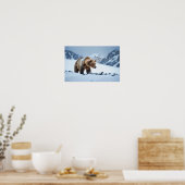 Winterlandschaft des Braunbären Poster (Küche)