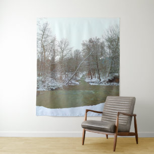 Winterlandschaft des Schneewaldes Wandteppich
