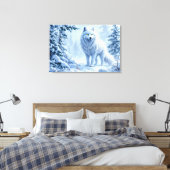 Winterlandschaft des weißen Arktischen Wolfes Leinwanddruck (Insitu (Schlafzimmer))