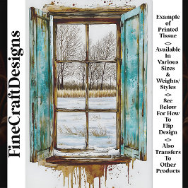 Winterlandschaft durch Holzfenster AN1 Decoupage Seidenpapier