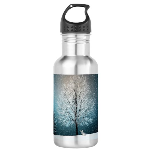Winterlandschaft Edelstahlflasche (Vorderseite)