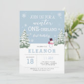 Winterlandschaft Einladung zum 1. Geburtstag (Stehend Vorderseite)