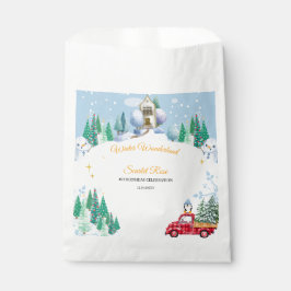 Winterlandschaft Einladung zum 1. Geburtstag Geschenktütchen