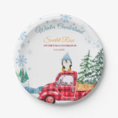 Winterlandschaft Einladung zum 1. Geburtstag Pappteller (Vorderseite)