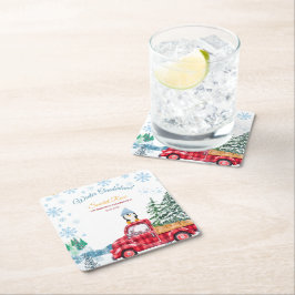 Winterlandschaft Einladung zum 1. Geburtstag Rechteckiger Pappuntersetzer