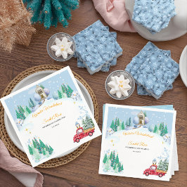 Winterlandschaft Einladung zum 1. Geburtstag Serviette