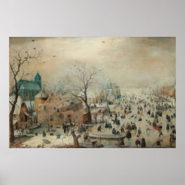 Winterlandschaft Eiszeit Skater von Hendrick Averc Poster