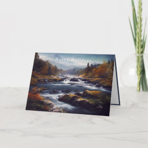 Winterlandschaft felsiger Fluss Berge Karte