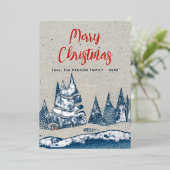 Winterlandschaft Forest Navy Blue Silver Foil Card Folieneinladung (Stehend vorne)