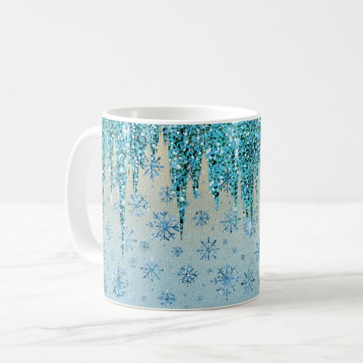 Winterlandschaft für Gletscher und Schneeflocken Kaffeetasse (Vorderseite Links)