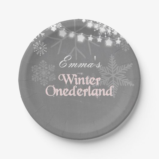 Winterlandschaft Geburtstagspapiere Teller Schneef (Vorderseite)