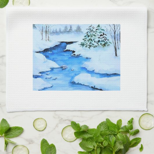 Winterlandschaft Geschirrtuch (Gefaltet)