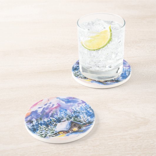 Winterlandschaft Getränkeuntersetzer (Seite)