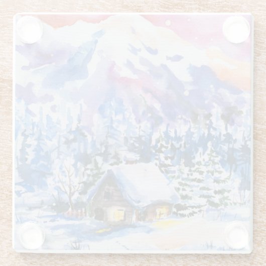 Winterlandschaft Glasuntersetzer (Rückseite)