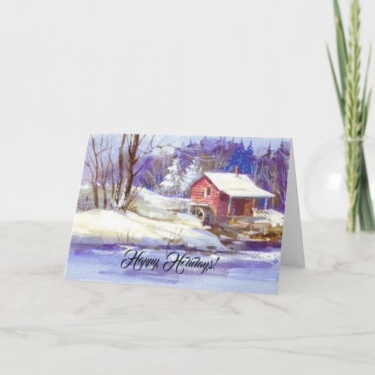 Winterlandschaft glücklich feiertagskarte (Vorderseite)