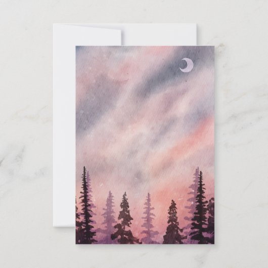 Winterlandschaft Greenpine Fores Hochzeitsempfang Einladung (Rückseite)