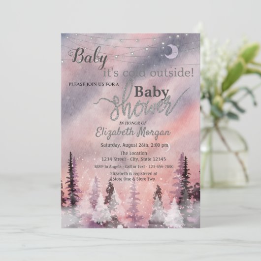 Winterlandschaft Greenpine Forest Baby Dusche Einladung