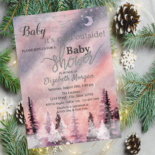 Winterlandschaft Greenpine Forest Baby Dusche Einladung